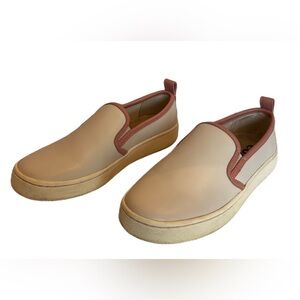 Coach C113 Cream & Pink Slip On Leather Sneakers Size 7.5
